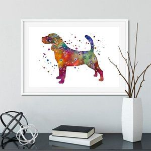 Beagle Wall Art Home Decor Watercolor Print Dog Animal Art for Kids Room